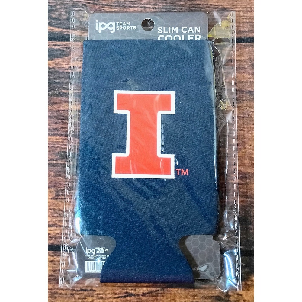 Illinois Fighting Illini Slim Can Cooler IPG Team Sport Navy Blue NCAA 12oz Slim